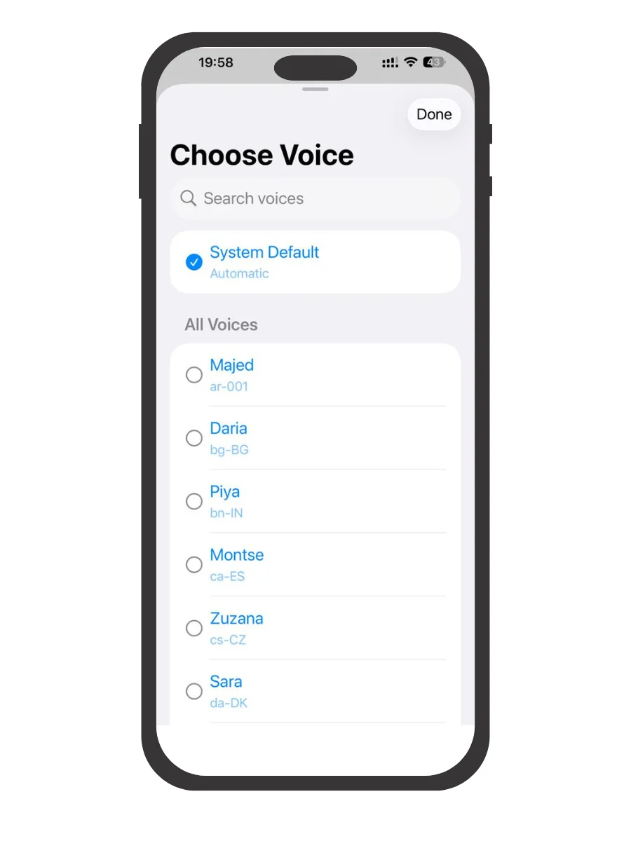 Choose your desired voice