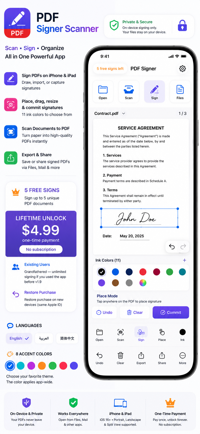 Put your signature at the right place of Pdf file